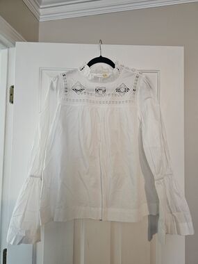 Free People Another Eternity Bell Sleeve Top, White, Size L